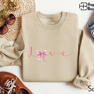 Love Coquette Shirt, Valentines Day Shirt,Valentine Sweatshirt,Valentine&#39;s Day Bow Shirt,Love T-shirt,Coquette Bow Shirt,Pink Coquette Shirt