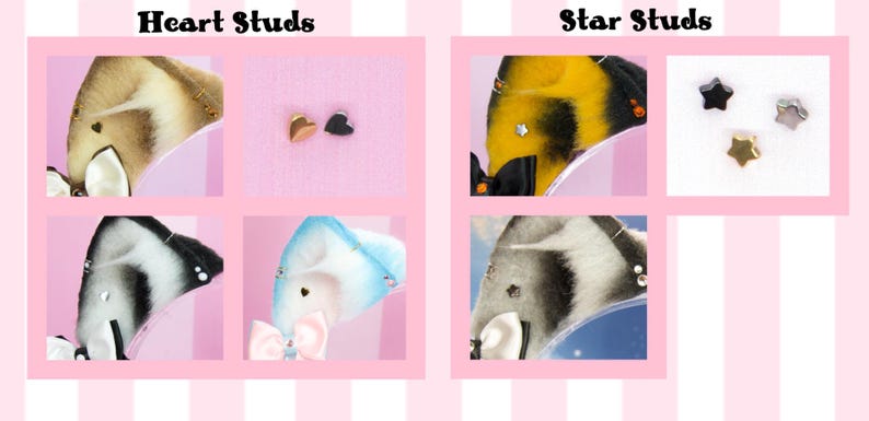 Shapes & colors of available studs