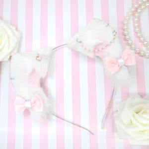 Diadema con orejas de gatito de dulce perla