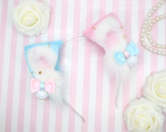 Diadema con orejas de gatito de algodón de azúcar