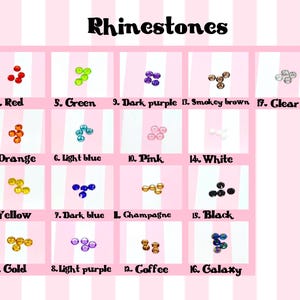 Colors of available rhinestones
