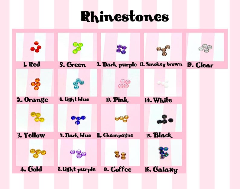 Colors of available rhinestones