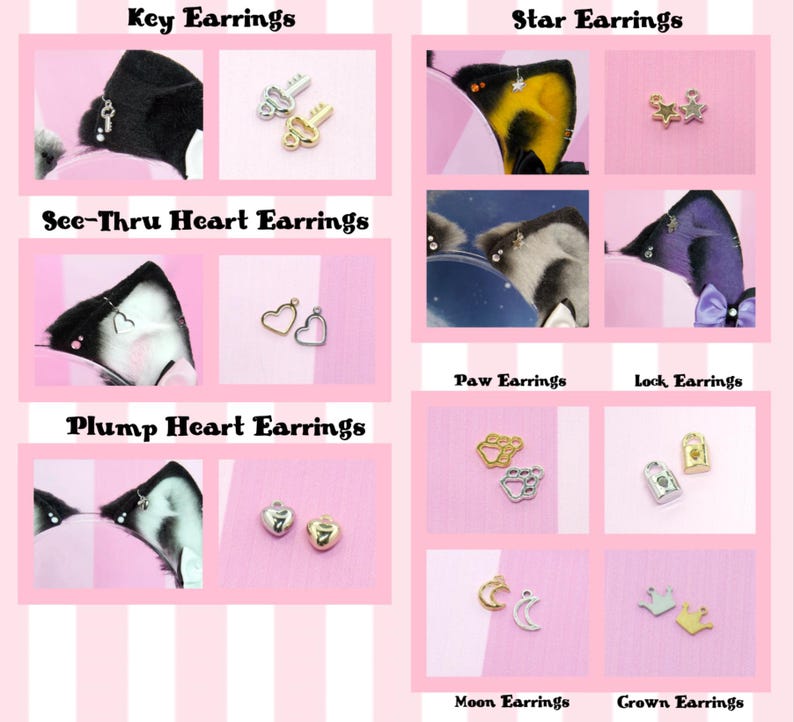 Shapes & colors of available earrings