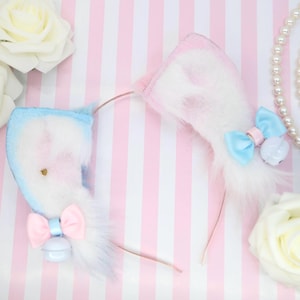 Diadema con orejas de gatito de algodón de azúcar