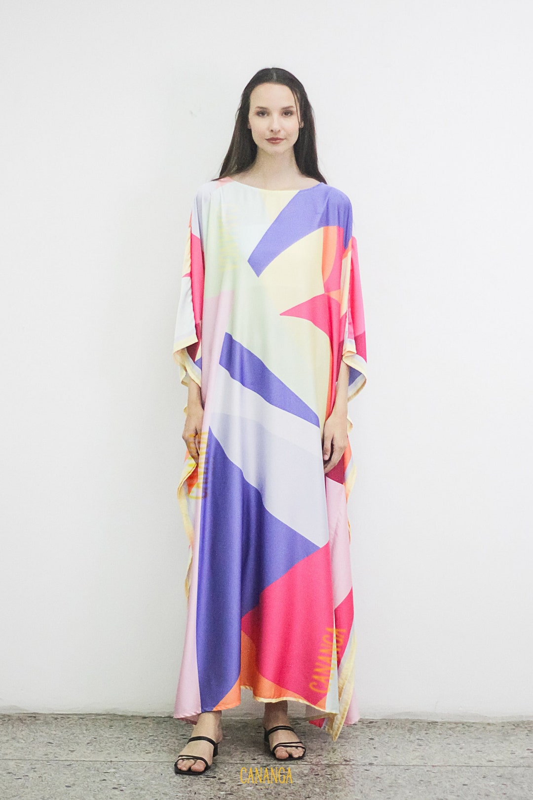 Kaftan Abstract Print Caftan Silk Colorful Kaftan Playful Pop Art