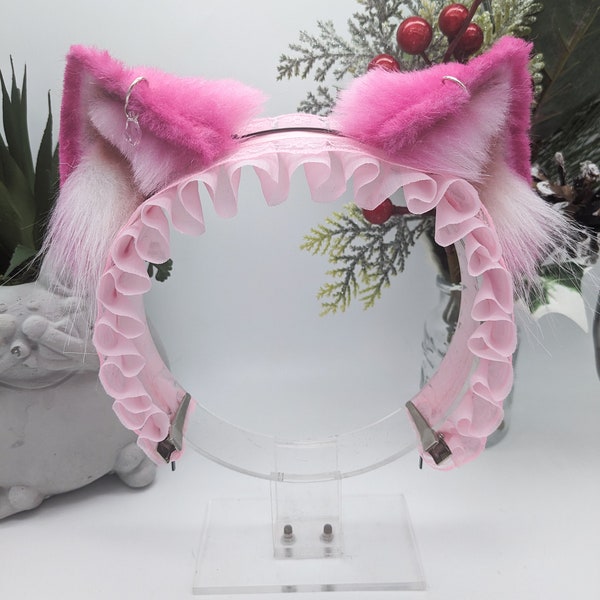 Pink Maid Cat Ears with Maid Cap, Cosplay ears