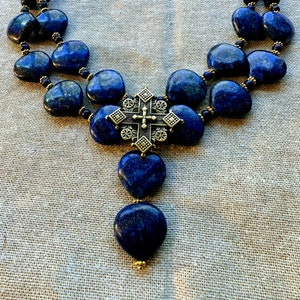 Necklace zgarda from lapis lazuli.