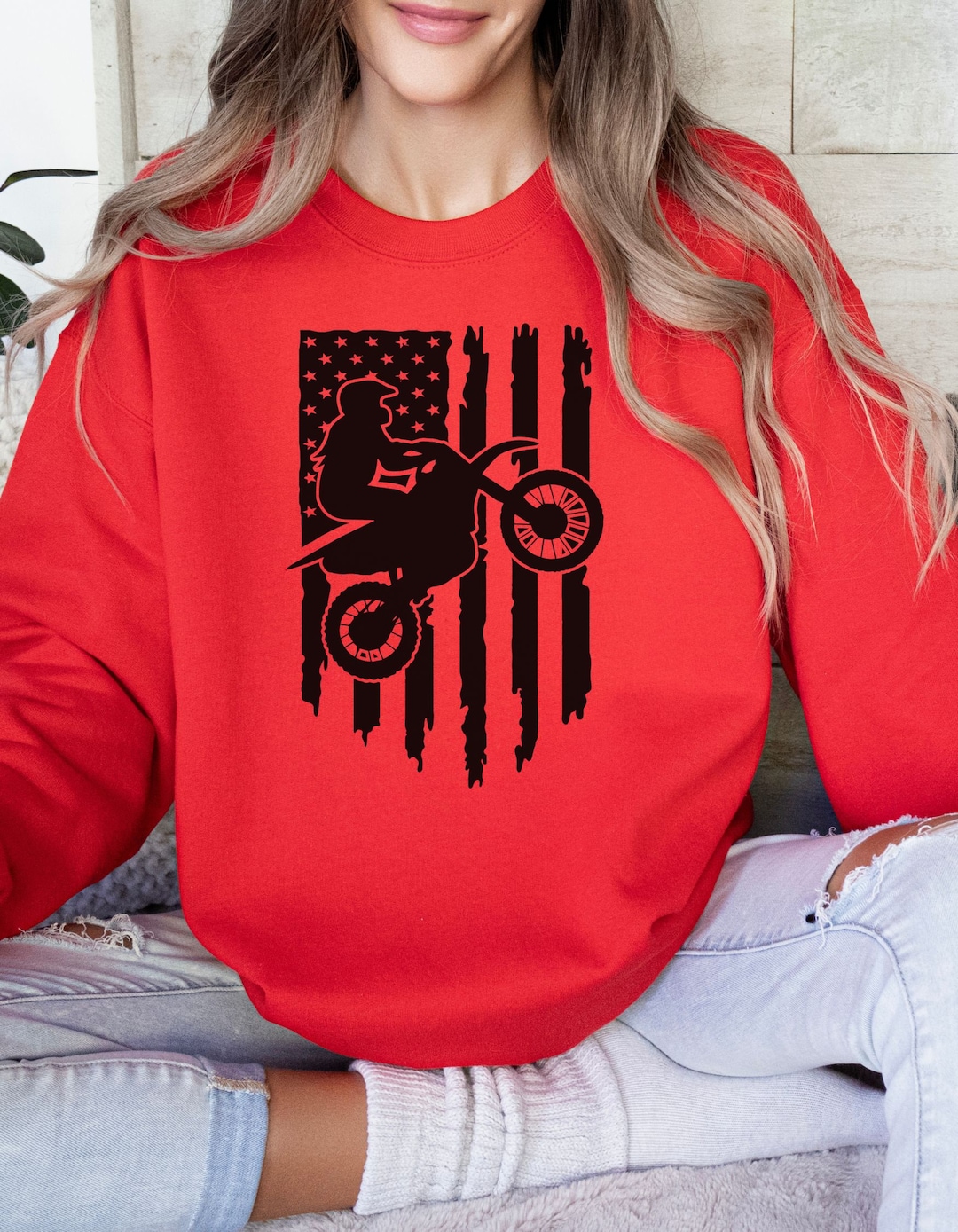 American Dirt Bike Women Sweatshirt Dirt Bike Girl Sweater Etsy