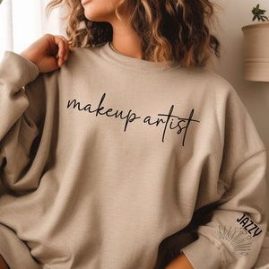 Custom Makeup Artist Sweatshirt,  Personalized Gift for Cosmetology, Custom Makeup Artist Gift, Cosmetology Shirt, Crewneck, Makeup Artist