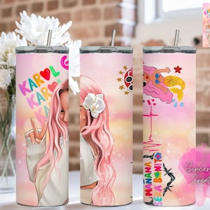 Mañana Sera Bonito, Bichota, Vaso, Vaso recto delgado de 20 oz. Vaso de acero inoxidable con tapa y pajita.
