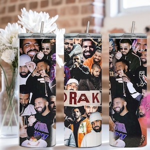 Drizzy Tumbler, 20 oz Skinny Straight Tumbler. Stainless Steel Tumbler Cup with Lid and Straw.