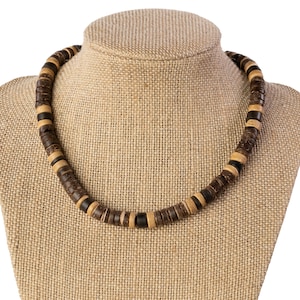 Brown Coconut Shell Necklace | Coco Beaded Necklace | Summer Swim Adventure Necklace | Brown and Tan Beads