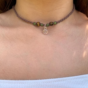 Spiral Anhänger Perlen Halsband Halsband | Makramee Schmuck | Hippie & Boho Halskette |