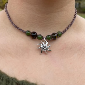Spiral sun macrame beaded choker necklace | hippie & boho style jewelry | boho choker | beach jewelry | beaded choker |