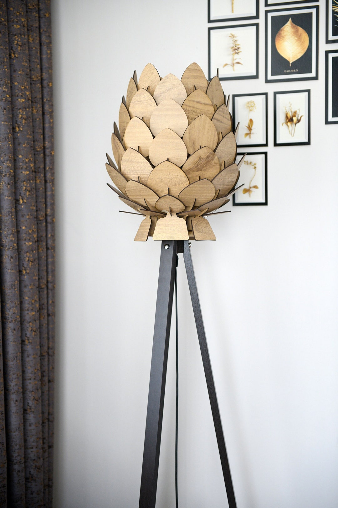 Tripod Floor Lamp Wooden Tripod Floor Lamp Decorative Pine Etsy