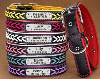 Multiple Colour Custom Leather Dog Cat Collar Leash Harness Set with Bow Engraved Pet Name Dog Collar Boy Girl