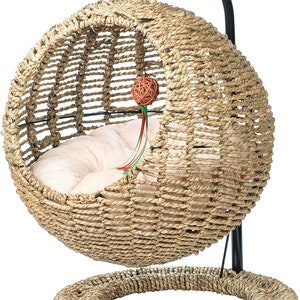 Cat Hammock Wicker Basket Bed Nest Dog Bed Rattan image 3