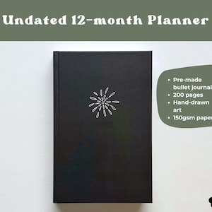 Pre-Made Bullet Journal Undated Planner A5 | Hand-drawn Art on Every Page