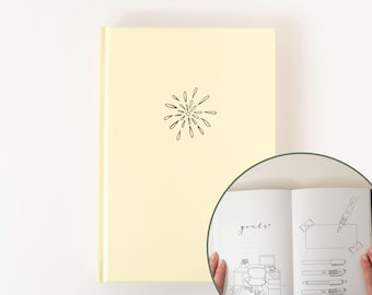 Hand-Drawn A5 Bullet Journal UNDATED Planner | Unique Themes for colouring