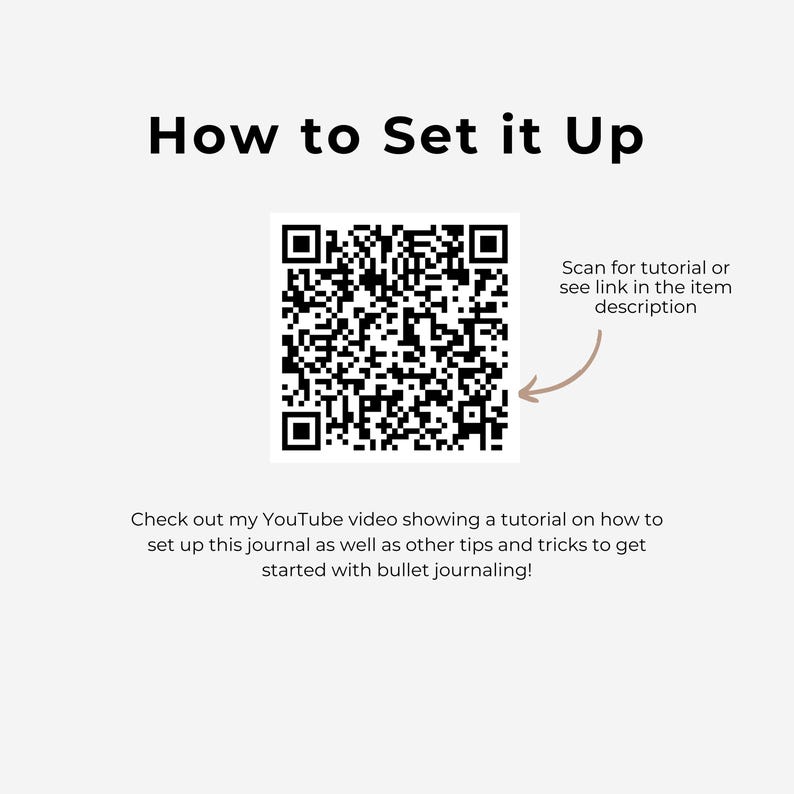 May include: White background with the text "How to Set it Up" above a QR code. The text "Scan for tutorial or see link in the item description" is next to the QR code. Below is text about a YouTube video.