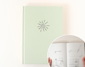 Pre-made A5 Bullet Journal | UNDATED Hand-drawn Planner | Unique Themes for colouring