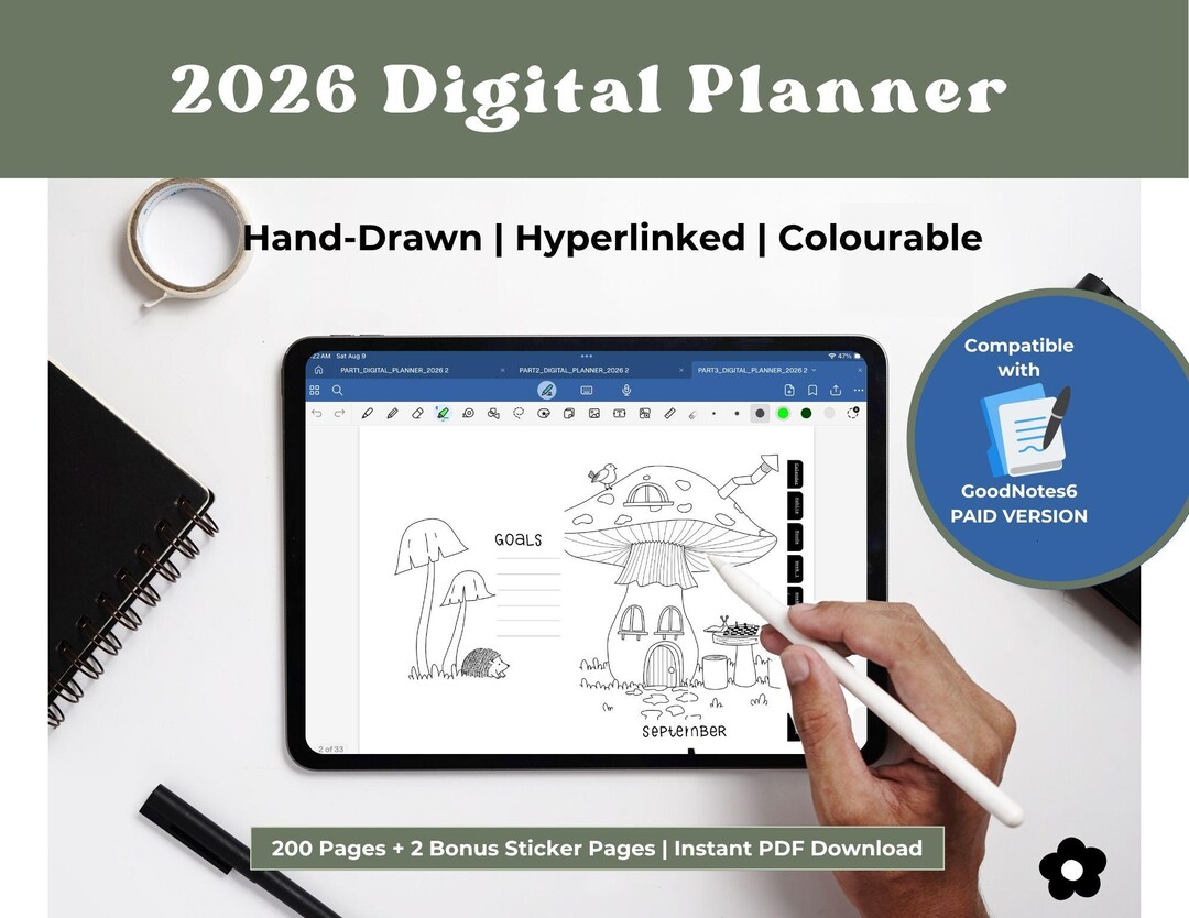 2026 Hand-drawn Digital Planner | Goodnotes SUBSCRIPTION REQUIRED ...