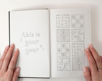 Hand-Drawn A5 Bullet Journal UNDATED Planner | Unique Themes for colouring