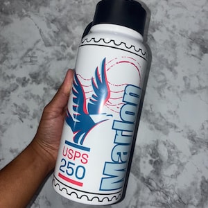 Postal Service 250 year Stamp design Water Bottle, Personalized Water Bottle, USPS, Mail Carrier gift, Custom Water Bottle, Postal Service