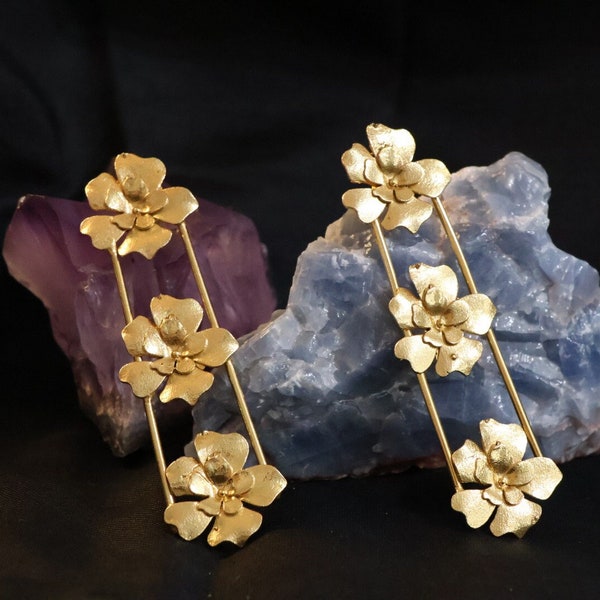 Premium Matt Gold quirky earrings in Flowers unique design/Statement earrings/everyday jewelry/Indian Earrings/Bridal Earring/sleek earring