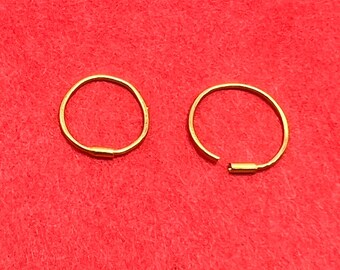 14k Solid Yellow GOLD Nose Ring - Tiny Hoop for Nose, Cartilage, Tragus, Helix