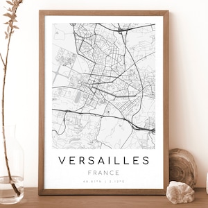 VERSAILLES Frankreich Karte Druck | Karte von Versailles | Digitales Wandbild | Versailles Karte Poster | Geschenk Karte | schwarzweißem Stil