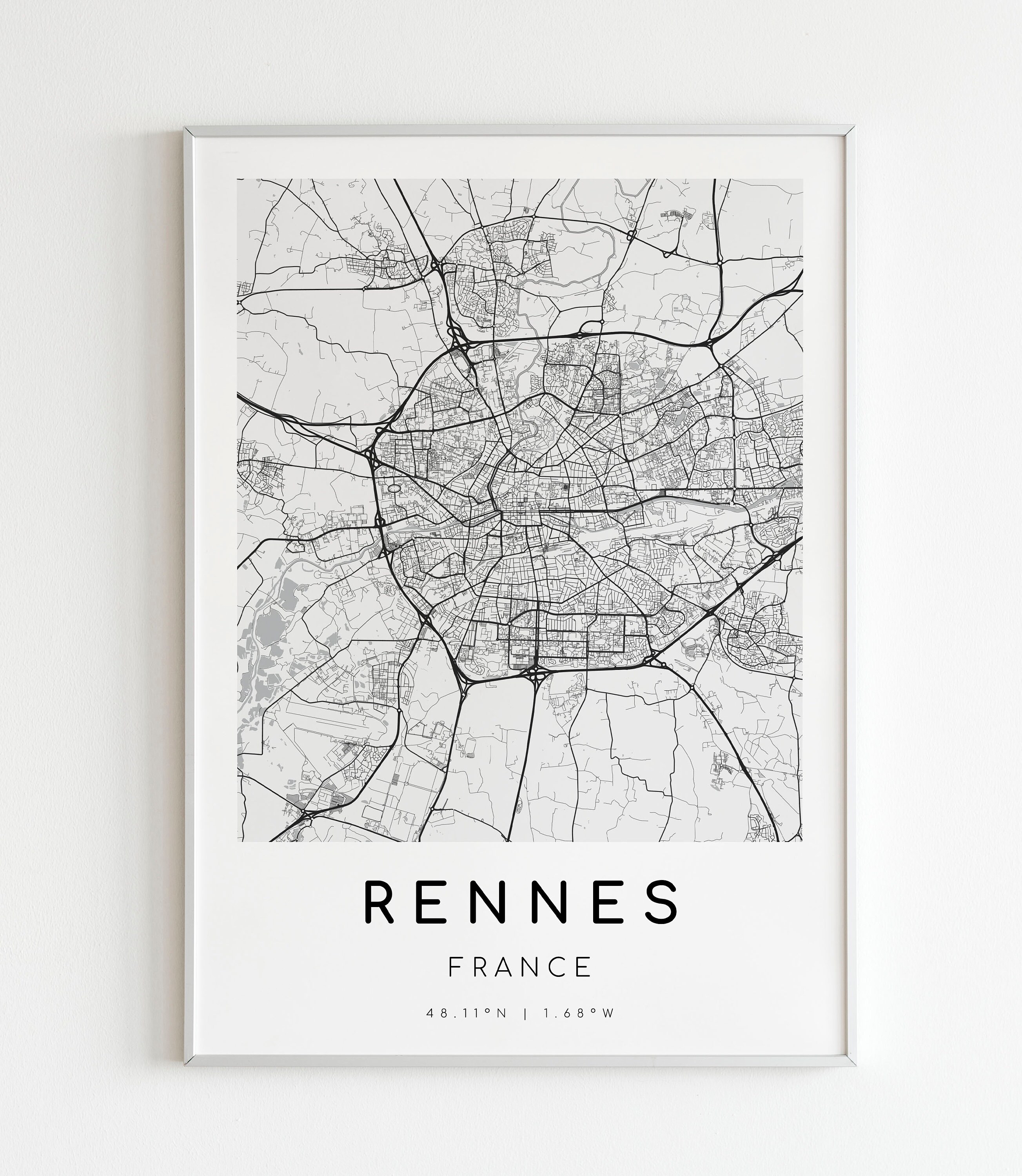 RENNES France Map Print Map of Rennes Digital Wall Art - Etsy