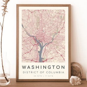 WASHINGTON Distrikt of Columbia Karte Drucken | Landkarte Washington | Washington Poster | Geschenk Karte | im velazquez stil