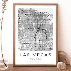 LAS VETAS Nevada Karte Drucken | Karte von Las Vegas | Digitales Wandbild | Las Vegas Map Poster | Geschenk Karte | Moderne Karte | Schwarz-Weiß-Stil