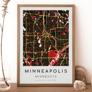 MINNEAPOLIS Minnesota Map Print | Map of Minneapolis | Digital Wall Art | Minneapolis City Map Poster | Gift Map | kurozawa style