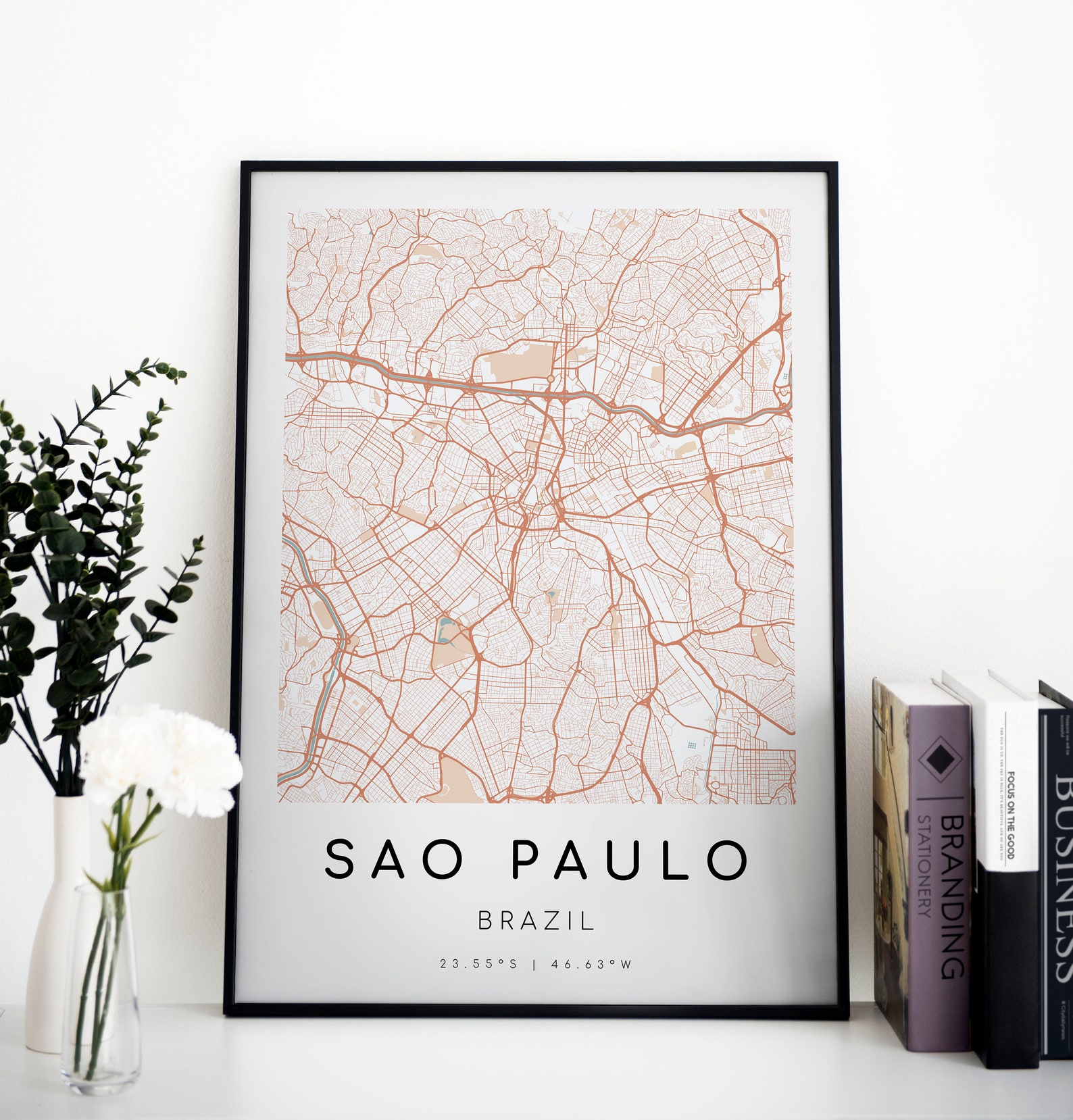 SAO PAULO Brazil Map Print | Map of Sao Paulo | Digital Wall Art | Sao ...