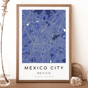 MEXICO CITY Mexiko Karte Drucken | Karte von Mexiko-Stadt | Digitales Wandbild | Mexiko Stadt Karte Poster | Geschenk Karte | Moderne Karte | Vermeer Stil