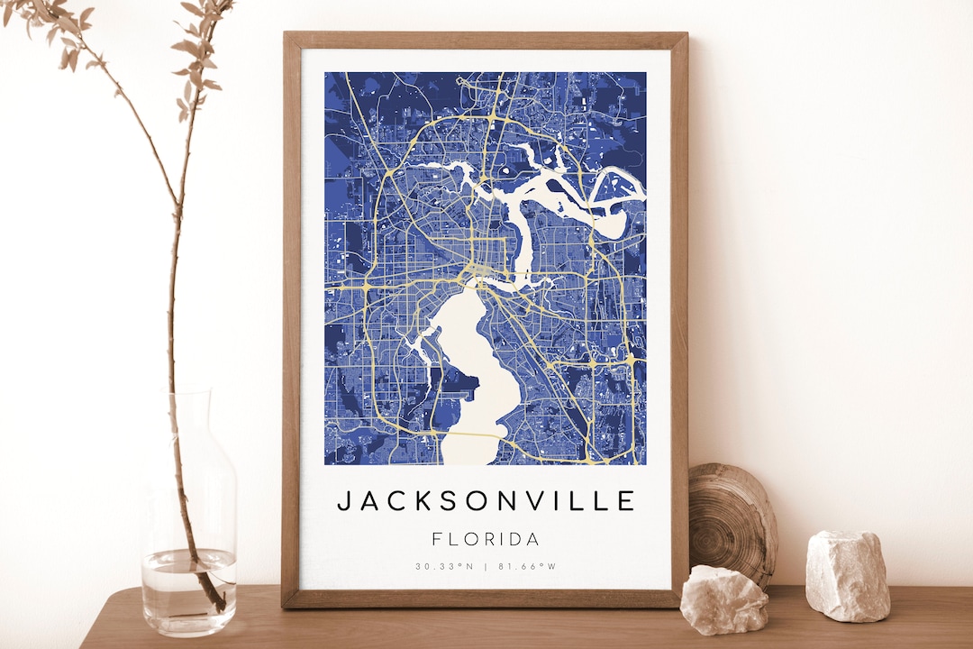 JACKSONVILLE Florida Map Print | Map of Jacksonville | Digital Wall Art ...