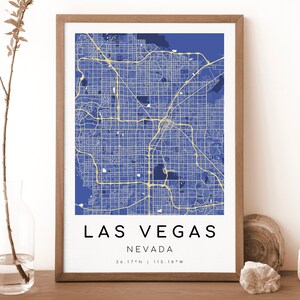 LAS VETAS Nevada Karte Drucken | Karte von Las Vegas | Digitales Wandbild | Las Vegas Map Poster | Geschenk Karte | Moderne Karte | Vermeer Stil