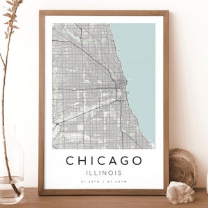 CHICAGO Illinois Karte Drucken | Karte Chicago | Digitales Wandbild | Chicago Stadt Karte Poster | Geschenk Karte | Moderne Landkarte | minimalist2 Stil