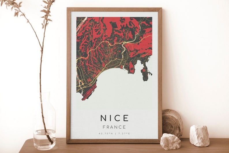 NICE France Map Print | Map of Nice | Digital Wall Art | Nice City Map ...