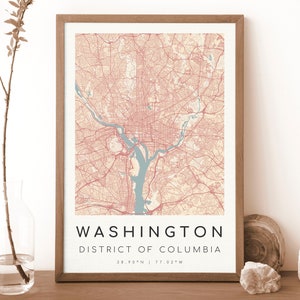 WASHINGTON Distrikt of Columbia Karte Drucken | Landkarte Washington | Washington Poster | Geschenk Karte | botticelli stil