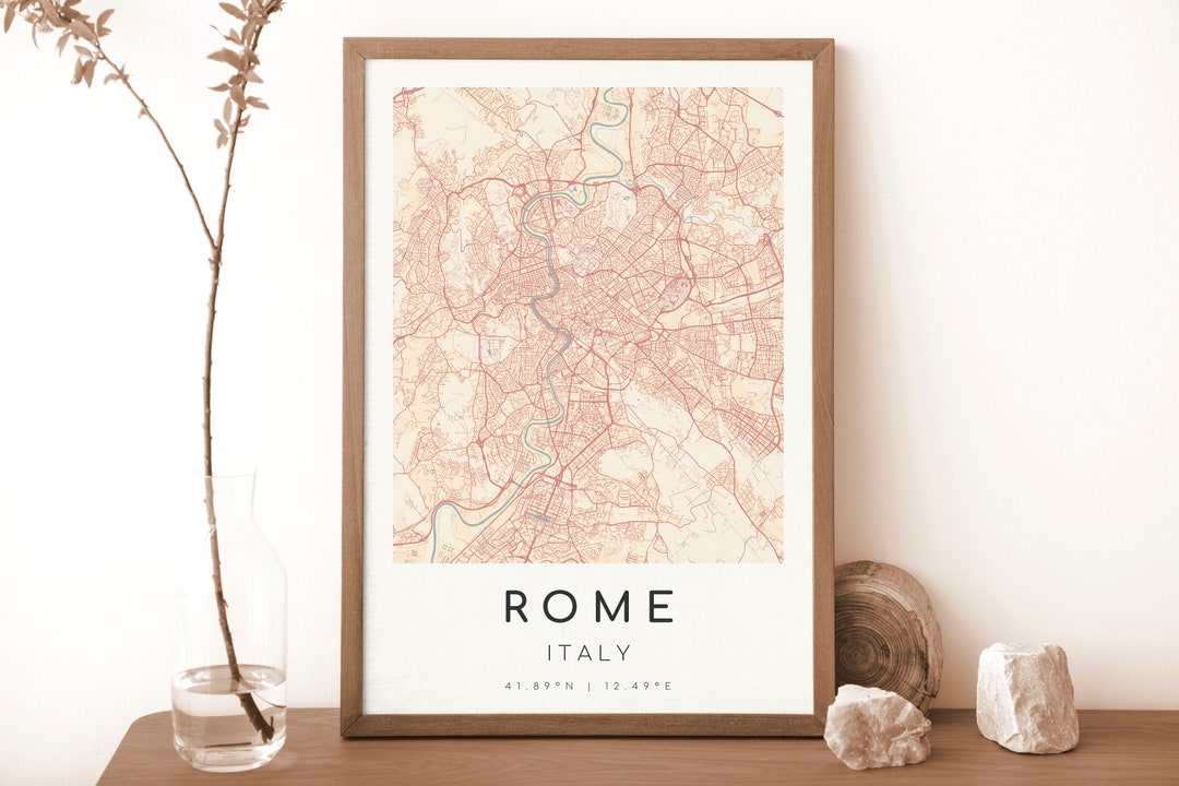 ROME Italy Map Print | Map of Rome | Digital Wall Art | Rome City Map ...