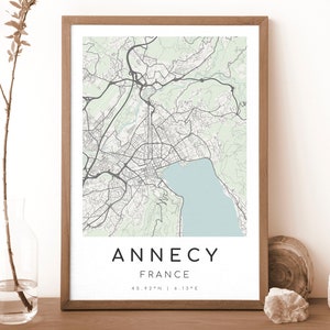 ANNECY France Map Print | Map of Annecy | Digital Wall Art | Annecy City Map Poster | Gift Map | Modern Map | minimalist2 style