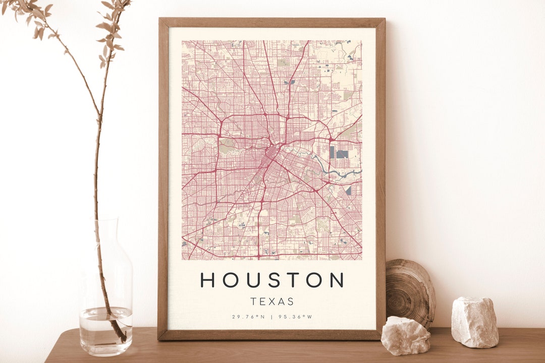 HOUSTON Texas Map Print | Map of Houston | Digital Wall Art | Houston ...