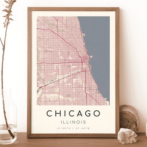 CHICAGO Illinois Karte Drucken | Karte Chicago | Digitales Wandbild | Chicago Stadt Karte Poster | Geschenk Karte | Moderne Karte | im velazquez stil