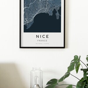 NICE France Map Print | Map of Nice | Digital Wall Art | Nice City Map ...