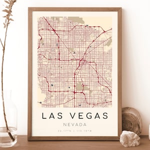 LAS VETAS Nevada Karte Drucken | Karte von Las Vegas | Digitales Wandbild | Las Vegas Map Poster | Geschenk Karte | Moderne Karte | im velazquez stil