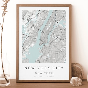 NEW YORK CITY New York Karte Poster | Landkarte New York City | Digitales Wandbild | Poster mit New York City Karte | Geschenk Karte | minimalistischen Stil