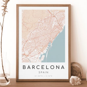 BARCELONA Spain Map Print | Map of Barcelona | Digital Wall Art | Barcelona City Map Poster | Gift Map | Modern Map | rococo style